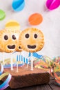 Homemade shortbread cookies on stick called pie pops Royalty Free Stock Photo
