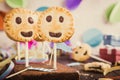 Homemade shortbread cookies on stick called pie pops Royalty Free Stock Photo