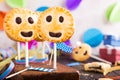 Homemade shortbread cookies on stick called pie pops Royalty Free Stock Photo