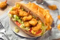 Homemade Shrimp Po Boy Sandwich Royalty Free Stock Photo