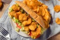 Homemade Shrimp Po Boy Sandwich Royalty Free Stock Photo