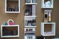 Zaporozhye. Ukraine. January 2020. Beauty Salon Prima Vera. Close-up of face skin care products, Sono cosmetic masks