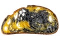 Homemade Slice of sourdough freshly baked bread on white background, activated carbon, pumpkin and curcuma spice