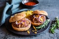 Sloppy Joe sandwich served with French fries Royalty Free Stock Photo