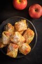 Homemade small apple turnovers in bowl Royalty Free Stock Photo
