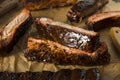 Homemade Smoked Barbecue St. Louis Style Pork Ribs Royalty Free Stock Photo