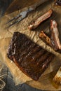 Homemade Smoked Barbecue St. Louis Style Pork Ribs Royalty Free Stock Photo
