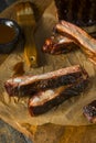 Homemade Smoked Barbecue St. Louis Style Pork Ribs Royalty Free Stock Photo