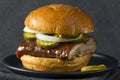 Homemade Smoked BBQ Rib Sandwich Royalty Free Stock Photo