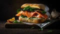 Homemade smoked salmon sandwich Royalty Free Stock Photo