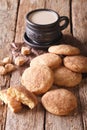 Homemade Snickerdoodle cookies and coffee with milk. vertical Royalty Free Stock Photo