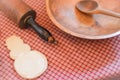 Snowman Cookie with Rolling Pin and Bowl