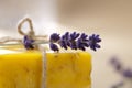 Homemade soap bar with lavender flower