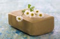 Homemade Soap with chamomille Flowers Royalty Free Stock Photo