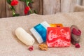 Homemade soap and luffa Royalty Free Stock Photo