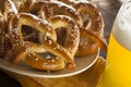 Homemade Soft Pretzels with Salt Royalty Free Stock Photo