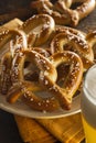 Homemade Soft Pretzels with Salt Royalty Free Stock Photo