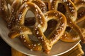 Homemade Soft Pretzels with Salt Royalty Free Stock Photo