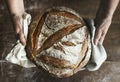 Homemade sourdough bread food photography recipe idea Royalty Free Stock Photo