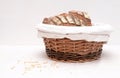 Homemade sourdough bread slices in a basket