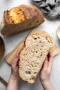 Homemade sourdough bread top view Royalty Free Stock Photo