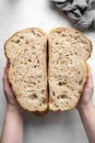 Homemade sourdough bread top view Royalty Free Stock Photo