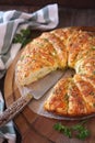 Homemade sourdough white bread with garlic, cheese and parsley Royalty Free Stock Photo