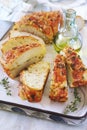 Homemade sourdough white bread with grated cheese and garlic Royalty Free Stock Photo