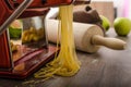 Homemade spaghetti carbonara production