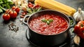 Homemade Spaghetti Sauce Simmering in a Pot