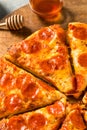 Homemade Spicy Hot Honey Pepperoni Pizza Royalty Free Stock Photo