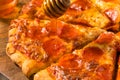 Homemade Spicy Hot Honey Pepperoni Pizza Royalty Free Stock Photo