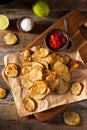 Homemade Spicy LIme and Pepper Baked Potato Chips Royalty Free Stock Photo