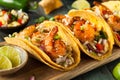 Homemade Spicy Shrimp Tacos Royalty Free Stock Photo