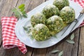 Homemade spinach bread dumplings