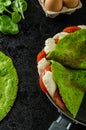 Homemade spinach crepes Royalty Free Stock Photo