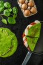 Homemade spinach crepes Royalty Free Stock Photo