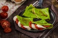 Homemade spinach crepes Royalty Free Stock Photo