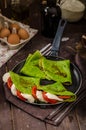 Homemade spinach crepes Royalty Free Stock Photo