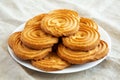 Homemade Sprits Biscuits on a Plate, side view. Close-up