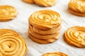 Homemade Sprits Biscuits Ready to Eat, low angle view. Close-up