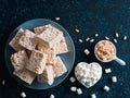 Homemade bars of Marshmallow and crispy rice Royalty Free Stock Photo