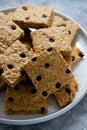 Homemade square cookies. A stack of chocolate chip cookies Royalty Free Stock Photo