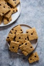 Homemade square cookies. A stack of chocolate chip cookies Royalty Free Stock Photo