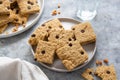 Homemade square cookies. A stack of chocolate chip cookies Royalty Free Stock Photo