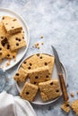 Homemade square cookies. A stack of chocolate chip cookies Royalty Free Stock Photo