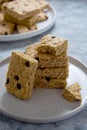 Homemade square cookies. A stack of chocolate chip cookies Royalty Free Stock Photo