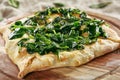 Homemade Square Khachapuri Made From a Delicious Tender Dough with Spinach
