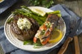 Homemade Steak and Lobster Surf n Turf Royalty Free Stock Photo