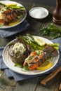 Homemade Steak and Lobster Surf n Turf Royalty Free Stock Photo